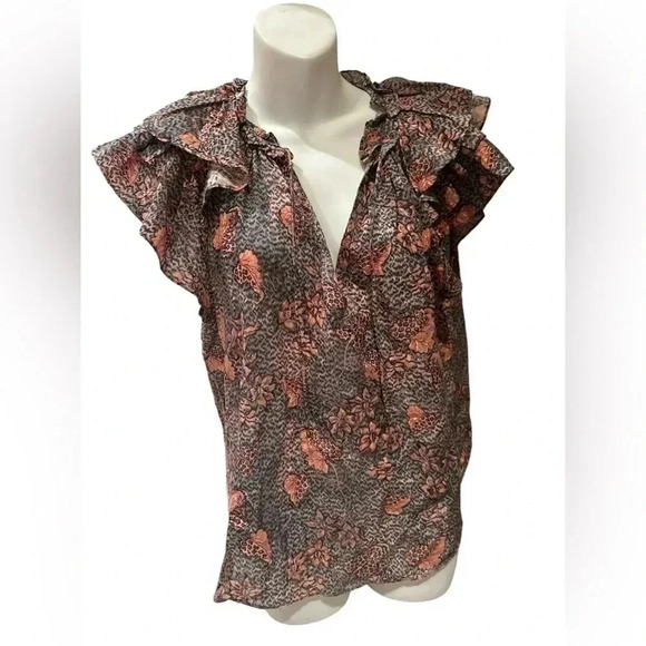 Ulla Johnson Floral Print Top - Black, Cream, Pink - Picture 8 of 10